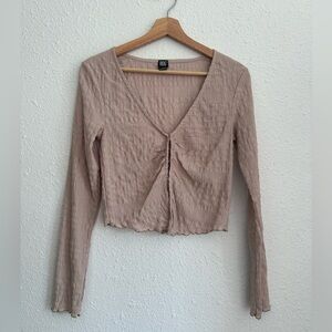 BDG Tan Long Sleeve Crop Top
